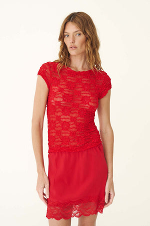 Galo Sunflower Lace Tee - Flame Red