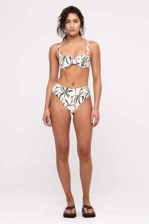 Reversible Waisted Full Brief - Cream Flower