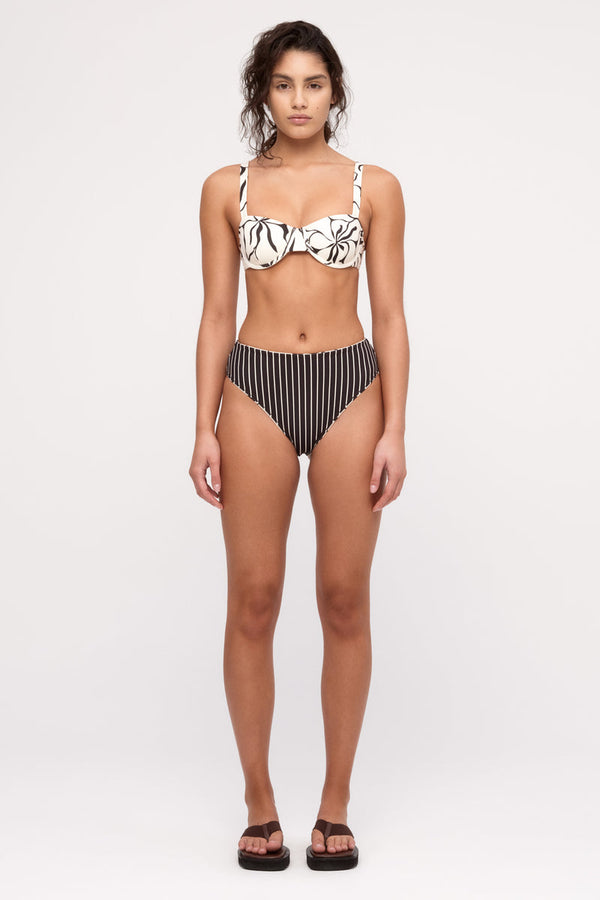 Reversible Waisted Full Brief - Cream Flower