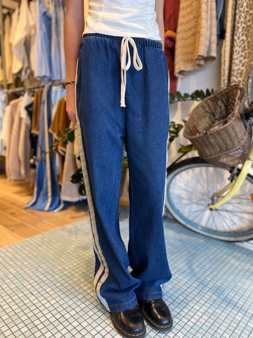 Dark Denim Racer Pants