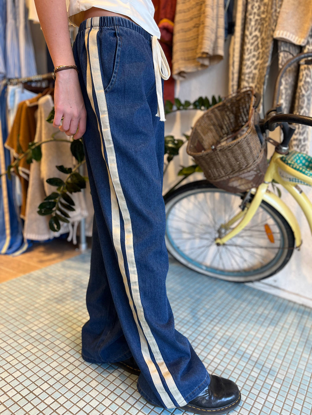 Dark Denim Racer Pants