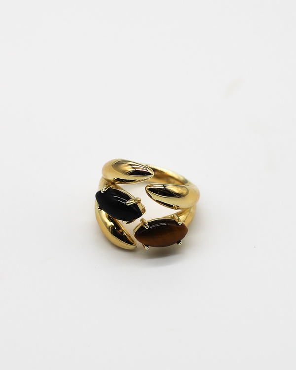 Cluster Gemstone Ring - Tiger's Eye