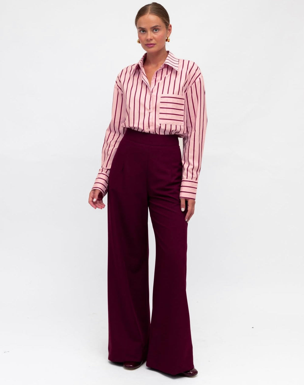 Pink and Wine Stripe Shirt