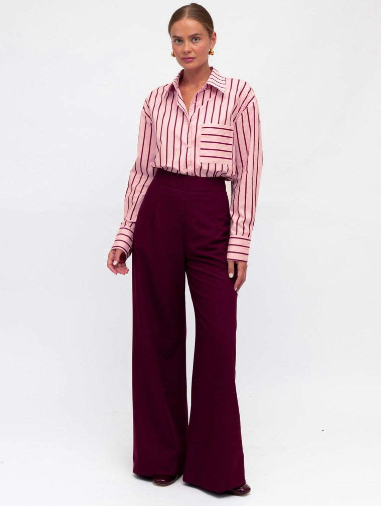 Pink and Wine Stripe Shirt