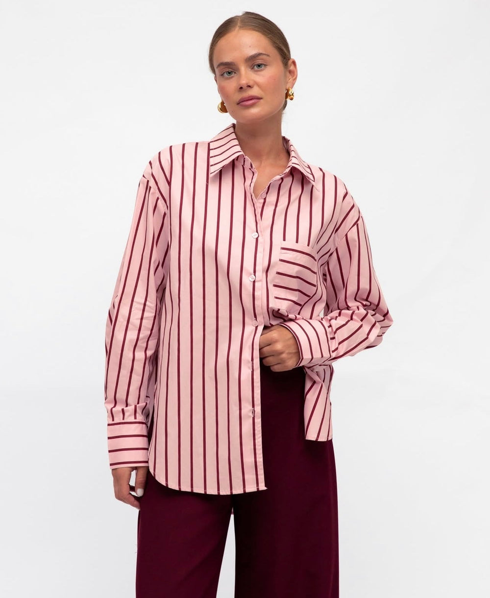 Pink and Wine Stripe Shirt