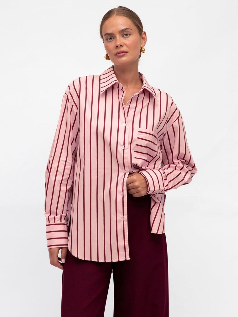 Pink and Wine Stripe Shirt