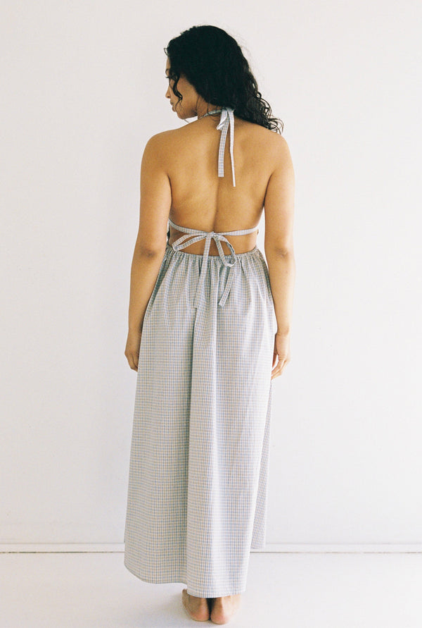 Lily Midi Dress - Blue Check