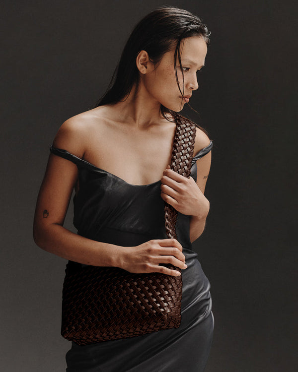Luca Woven Crossbody - Chocolate