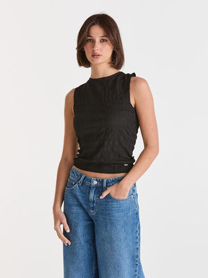 Textured Tie Tank - Black