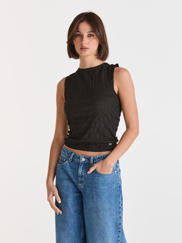Textured Tie Tank - Black
