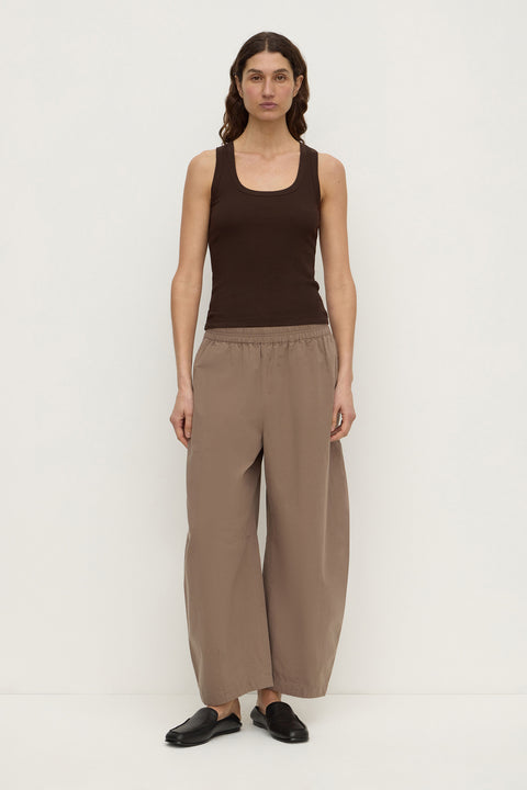 Elaine Washed Cotton Pant - Dark Sand