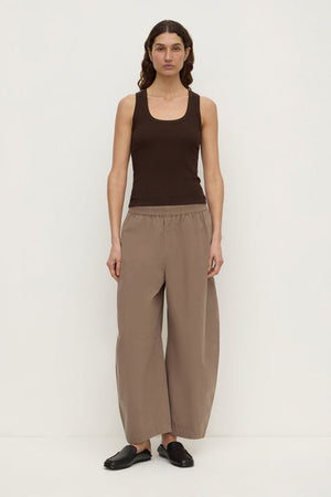 Elaine Washed Cotton Pant - Dark Sand