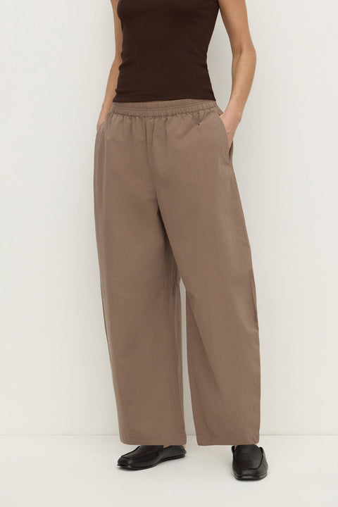 Elaine Washed Cotton Pant - Dark Sand