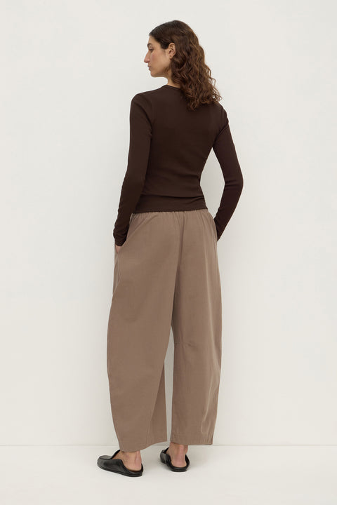Elaine Washed Cotton Pant - Dark Sand