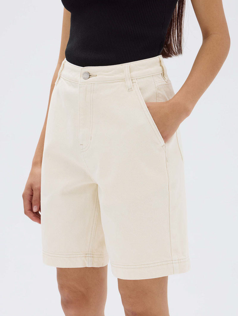 Longline Denim Short Ecru