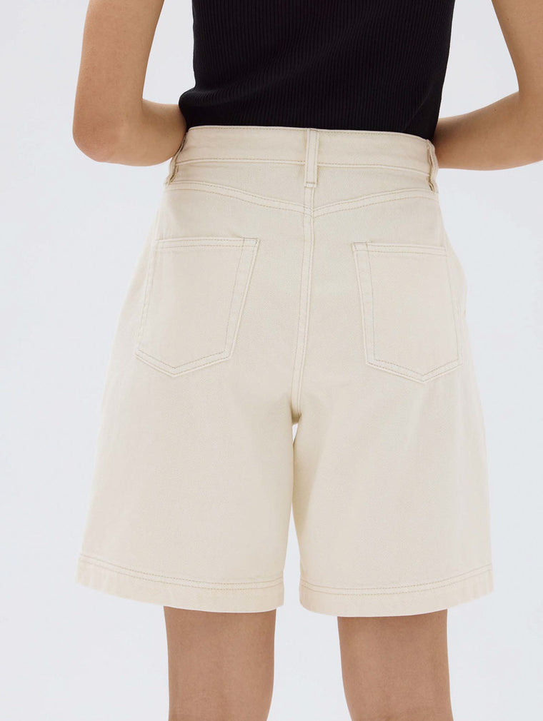 Longline Denim Short Ecru