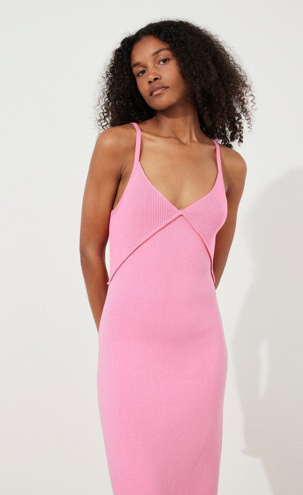 SEA PINK CONTRAST KNIT DRESS