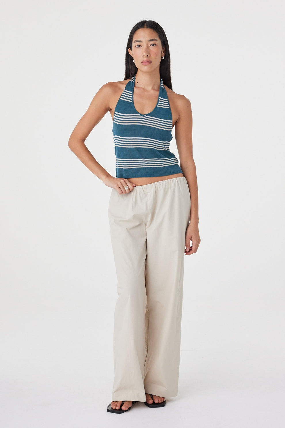 Nuri Top - Teal Stripe