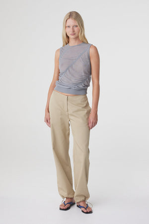 Hana Sheer Ruched Tank Top - Mist