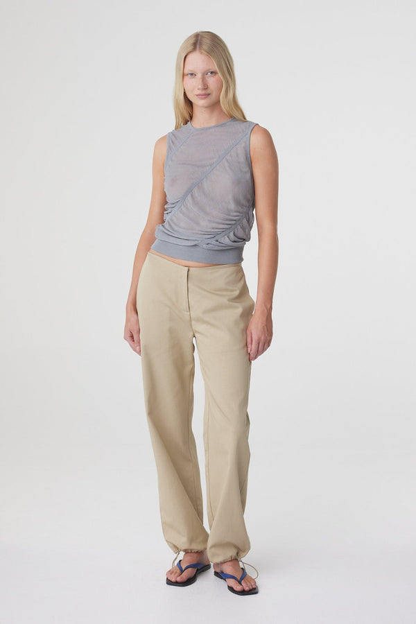 Hana Sheer Ruched Tank Top - Mist