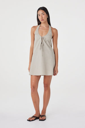 Joni Mini Dress - Taupe Stripe