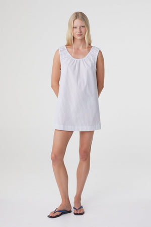 Isla Mini Dress - Blue Pinstripe