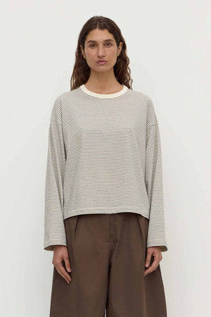Malone Stripe Wide Sleeve Tee - Cream/Black