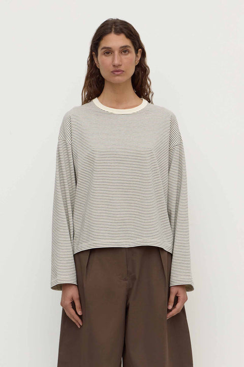 Malone Stripe Wide Sleeve Tee - Cream/Black