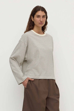 Malone Stripe Wide Sleeve Tee - Cream/Black