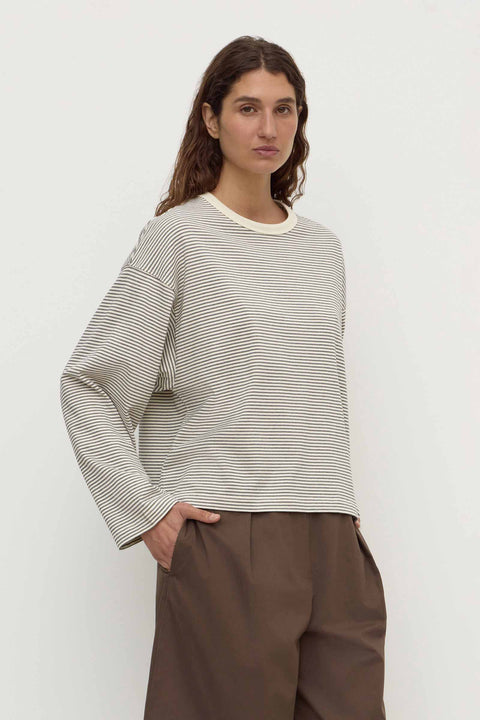 Malone Stripe Wide Sleeve Tee - Cream/Black