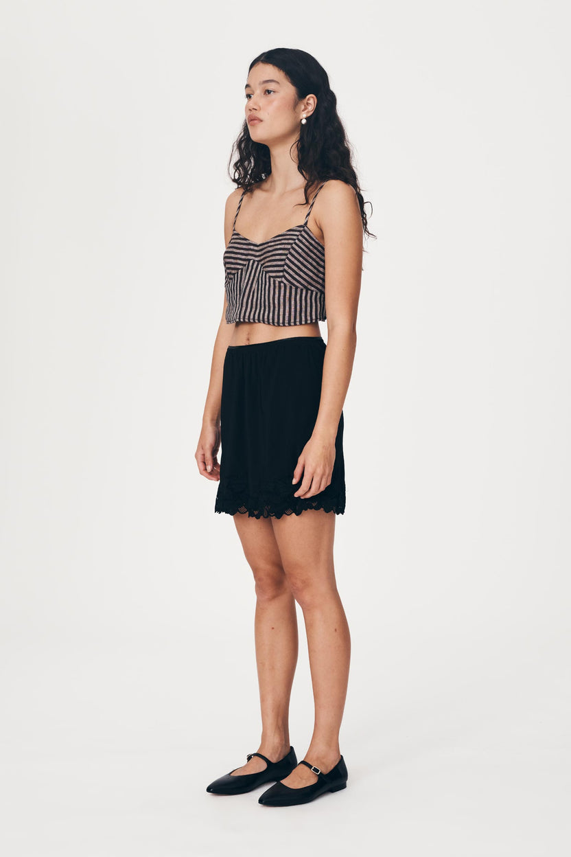 Mina Silk Mini Skirt Noir