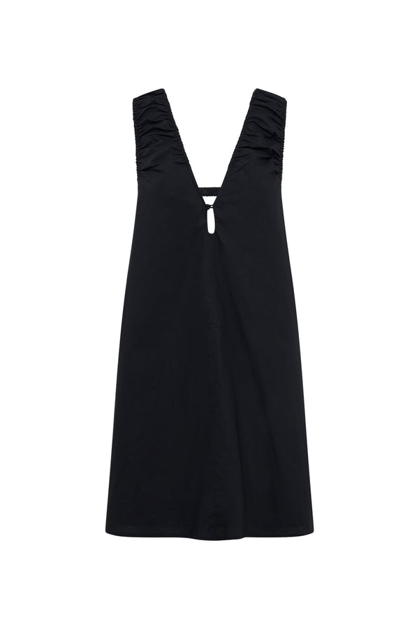 Cerie Poplin Mini Dress - Black