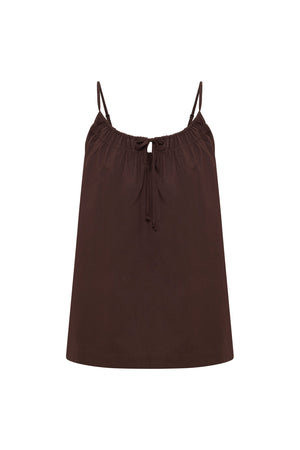 Cerie Poplin Top - Chocolate