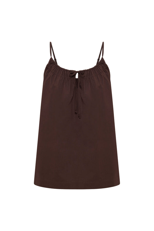 Cerie Poplin Top - Chocolate