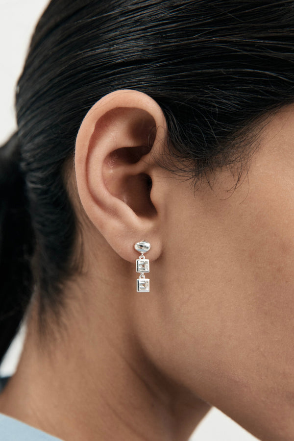 Veer Topaz Earrings - Silver