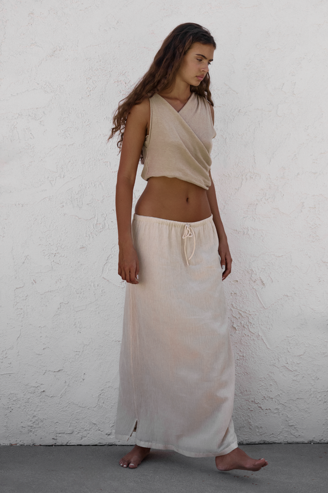 Stone Sheer Textured Maxi Skirt