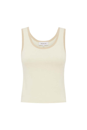 Blake Contrast Knit Tank - Oat Milk