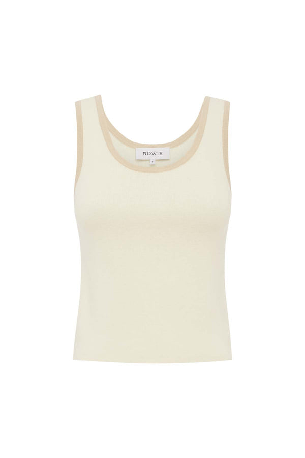 Blake Contrast Knit Tank - Oat Milk
