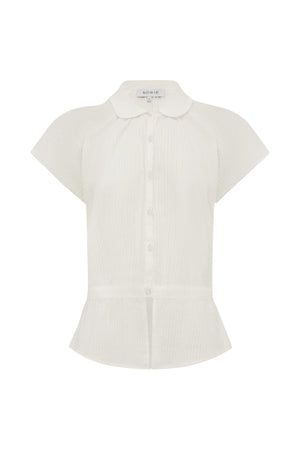 Allie Peplum Blouse - Bone