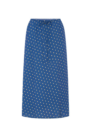Frannie Silk Midi Skirt - Cornflower Spot
