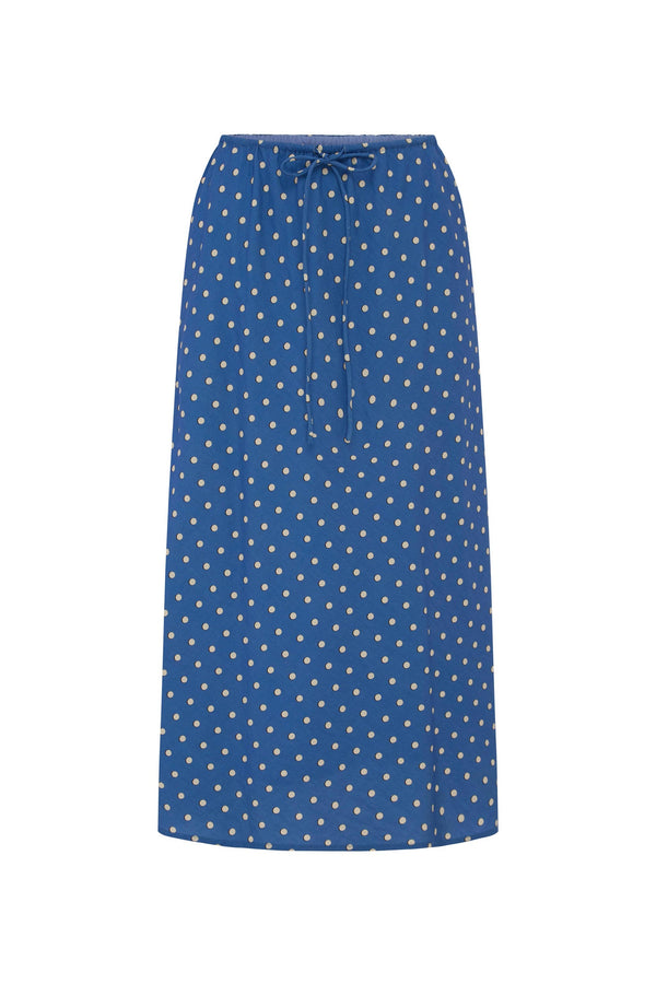 Frannie Silk Midi Skirt - Cornflower Spot