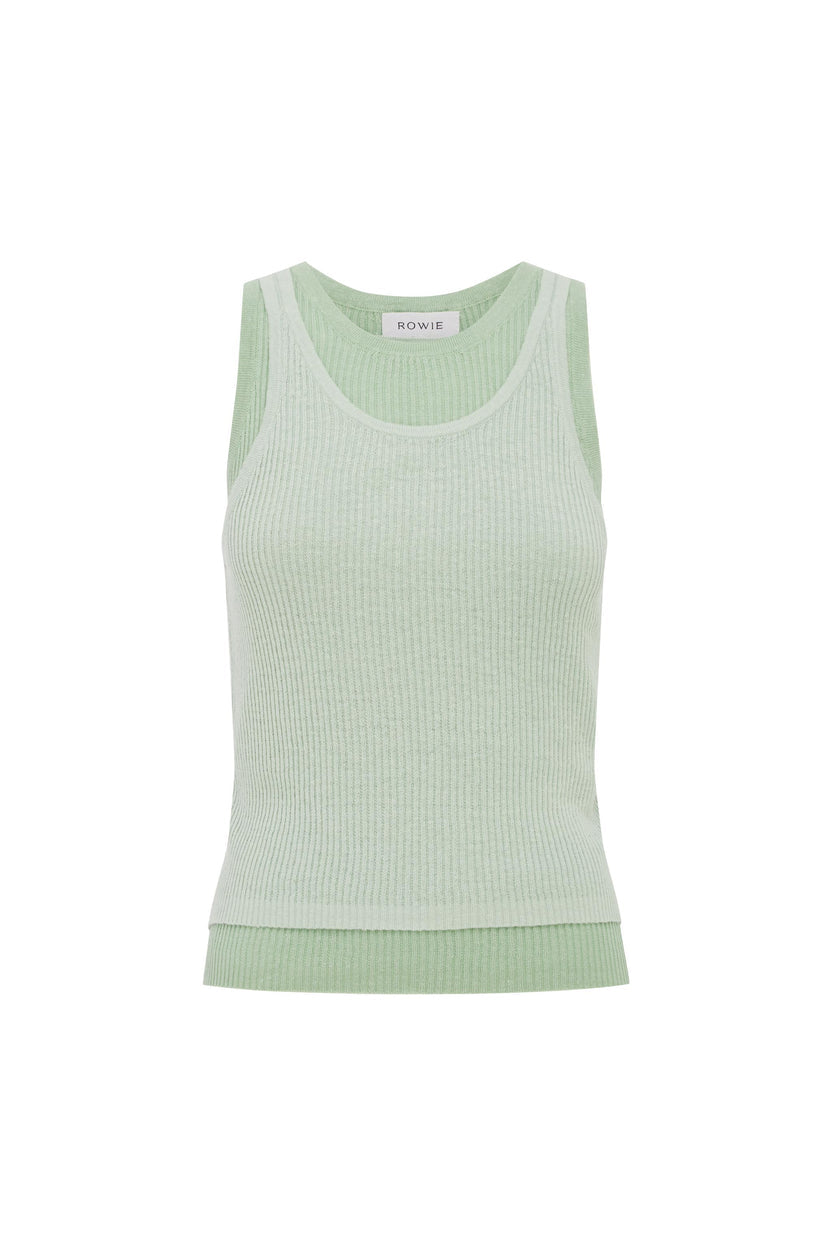 Jani Double Layer Knit Tank - Mint Contrast