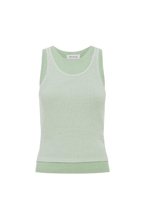 Jani Double Layer Knit Tank - Mint Contrast