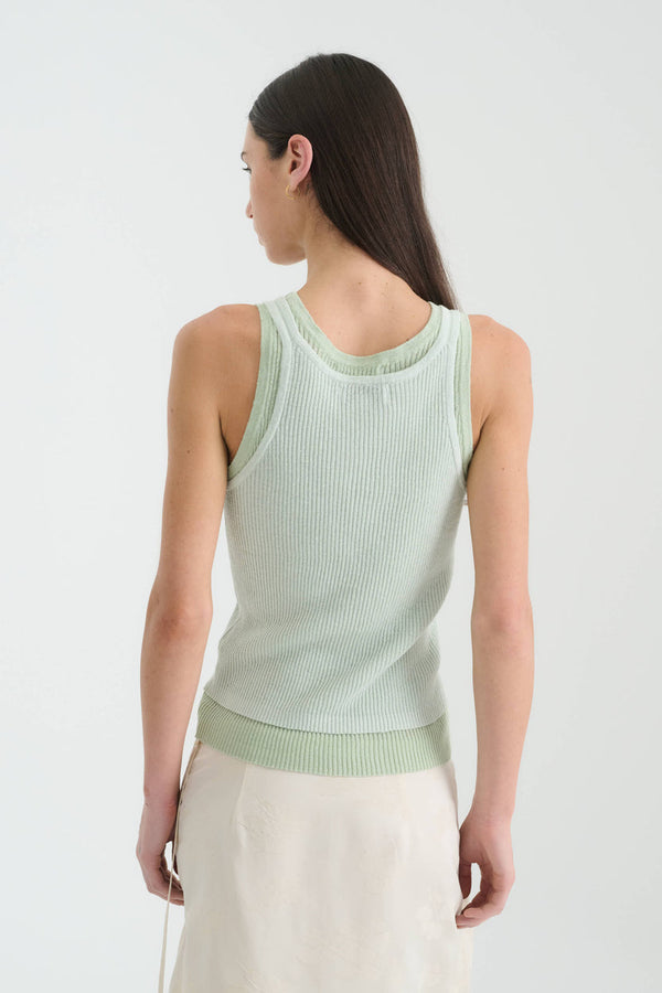 Jani Double Layer Knit Tank - Mint Contrast
