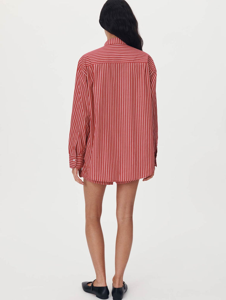 Ramona Stripe Long Sleeve Shirt Cherry Red