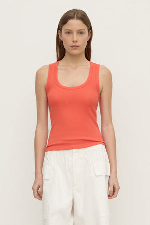Robyn Scoop Neck Ribbed Tank - Dahlia