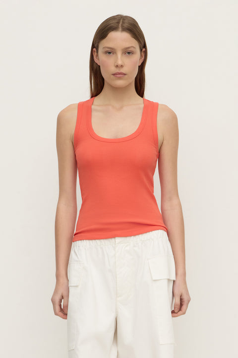 Robyn Scoop Neck Ribbed Tank - Dahlia