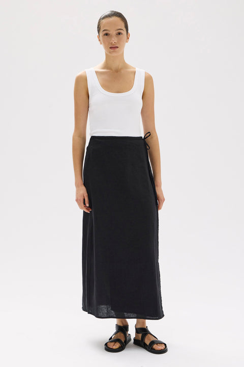 Roma Linen Wrap Skirt Black