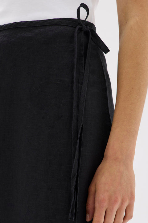 Roma Linen Wrap Skirt Black
