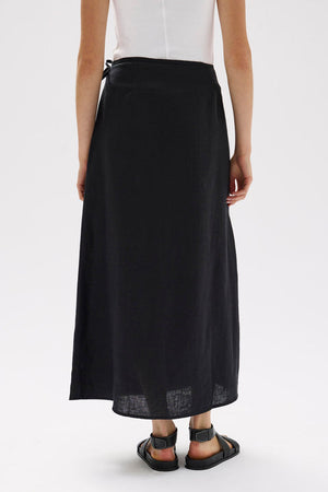 Roma Linen Wrap Skirt Black